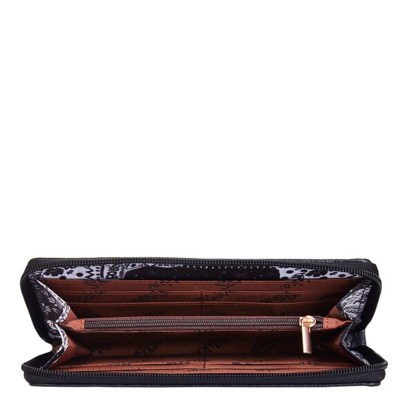 Hand Crafted Black Print Nylon Fabric Women Wristlet Wallets and Card Holder - Picture 5 of 8
